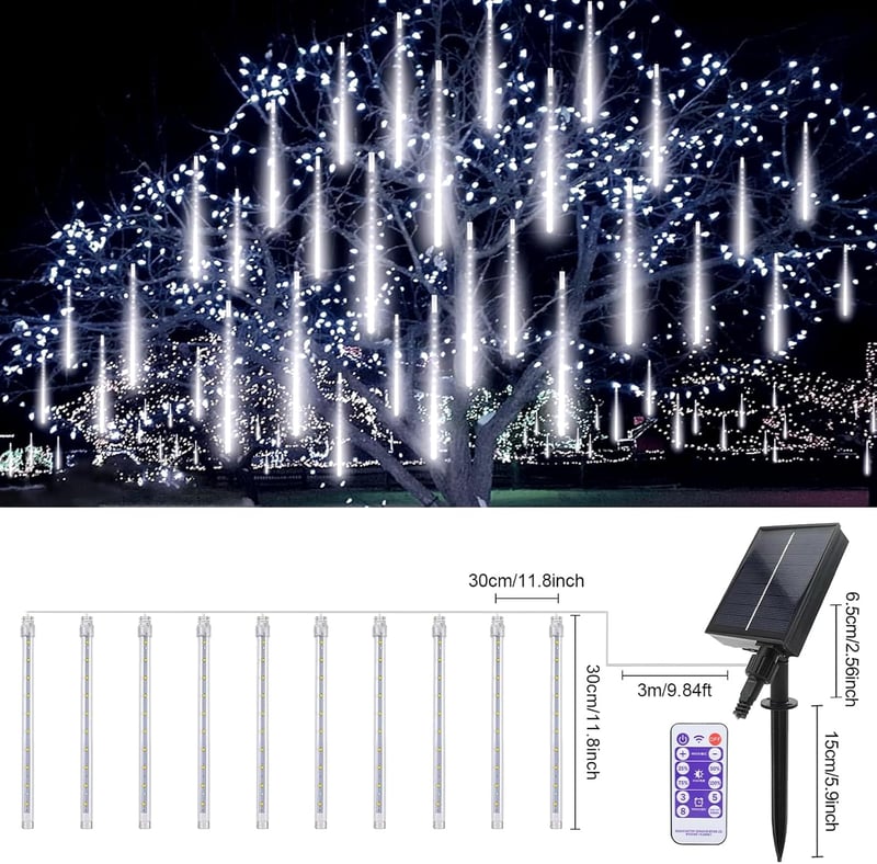 JIMACRO Napelemes Meteor Csőfények 30cm 10LED Kültéri Vízálló