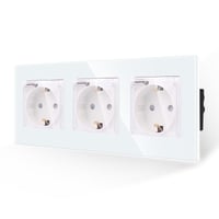JIMEIDA 3-násobná sklenená zásuvka s vodotesným krytom 228x86 mm, 16A, 250V - čierna 1