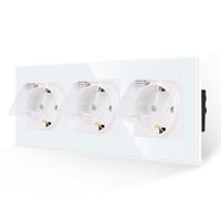 JIMEIDA 3-násobná sklenená zásuvka s vodotesným krytom 228x86 mm, 16A, 250V - čierna 2