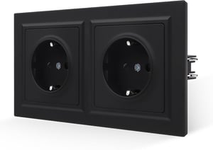 Dvojitá zásuvka JIMEIDA Schuko 16 A, 155x84 mm – matná čierna