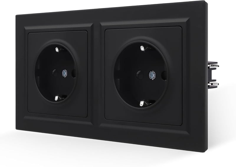 Priză Dublă JIMEIDA Negru Mat 16A Schuko 250V
