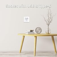 JIMEIDA Fehér Faliszokla USB-C és USB Porttal, 16A 2.1A Gyorstöltés, 86mm Beépíthető - 1 socket A+C, White 3
