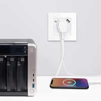 JIMEIDA Fehér Faliszokla USB-C és USB Porttal, 16A 2.1A Gyorstöltés, 86mm Beépíthető - 1 socket A+C, White 6