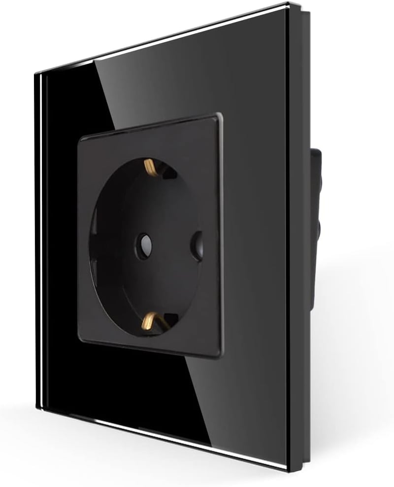 JIMEIDA fekete Schuko aljzat 16A 250V falba süllyesztett védőérintkezős dugalj - 1 socket, black