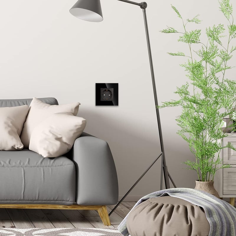 JIMEIDA fekete Schuko aljzat 16A 250V falba süllyesztett védőérintkezős dugalj - 1 socket, black
