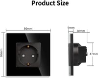 JIMEIDA fekete Schuko aljzat 16A 250V falba süllyesztett védőérintkezős dugalj - 1 socket, black 4