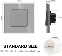 JIMEIDA szürke billenőkapcsoló 1 pólusú 10A 250V falba süllyesztett - 1-Fach, 1-Weg, 1er-Pack, gray 2
