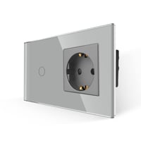 JIMEIDA stakleni zidni prekidač na dodir sa Schuko utičnicom, 1-struki, 500 W - sivi 1