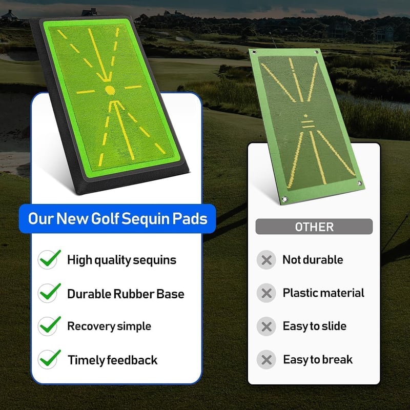 JIMITOP Golf Edzőszőnyeg 12x17 Divot Pályával Beltéri Gyakorláshoz - Green