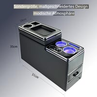 JINBZZON Középkonzol 7 Színű LED Világítással és Vezeték Nélküli Töltővel VW T4 T5 T6 T7 T6.1 2003-2019 Kompatibilis Karfás USB Csatlakozóva 3