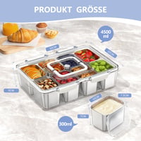 JINDUN Snack box s 8 priehradkami, tácka z nehrdzavejúcej ocele s vekami a rukoväťou, odolná voči prenosu pachov, na ovocie a koreniny 2