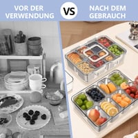 JINDUN Snack box s 8 priehradkami, tácka z nehrdzavejúcej ocele s vekami a rukoväťou, odolná voči prenosu pachov, na ovocie a koreniny 6