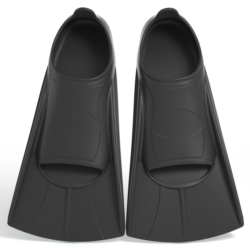 Labe de înot din silicon Jinfanshurich pentru copii și adulți, labe scurte pentru antrenament, unisex, negru, mărimea L (39-41)