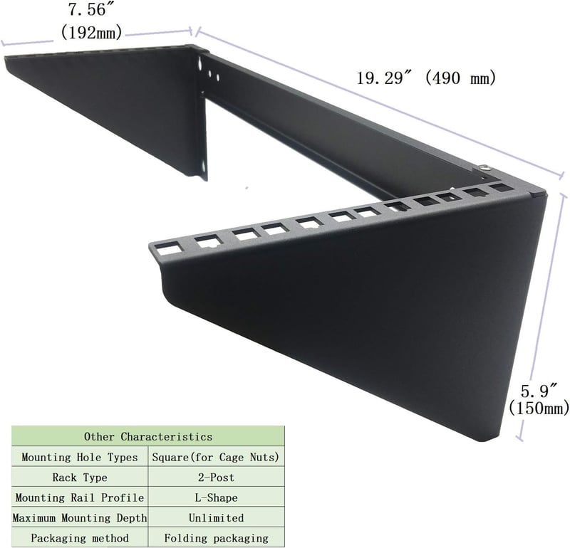 JINGCHENGMEI 19" Acél Rack Konzol Fali Tartó 56kg Terhelhetőség 4U