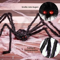 JINGTOPS Decor Halloween pânză de păianjen uriașă 200 cm, cu 20 de păianjeni și 80 g de pânză, decor XXL înfricoșător pentru interior și exterior 3