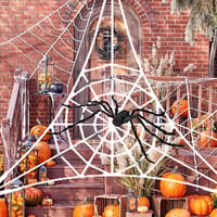 JINGTOPS Decor Halloween pânză de păianjen uriașă 200 cm, cu 20 de păianjeni și 80 g de pânză, decor XXL înfricoșător pentru interior și exterior 4