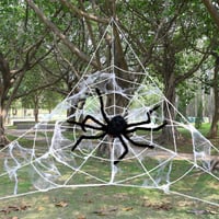 JINGTOPS Decor Halloween pânză de păianjen uriașă 200 cm, cu 20 de păianjeni și 80 g de pânză, decor XXL înfricoșător pentru interior și exterior 7