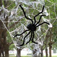 JINGTOPS Decor Halloween pânză de păianjen uriașă 200 cm, cu 20 de păianjeni și 80 g de pânză, decor XXL înfricoșător pentru interior și exterior 6