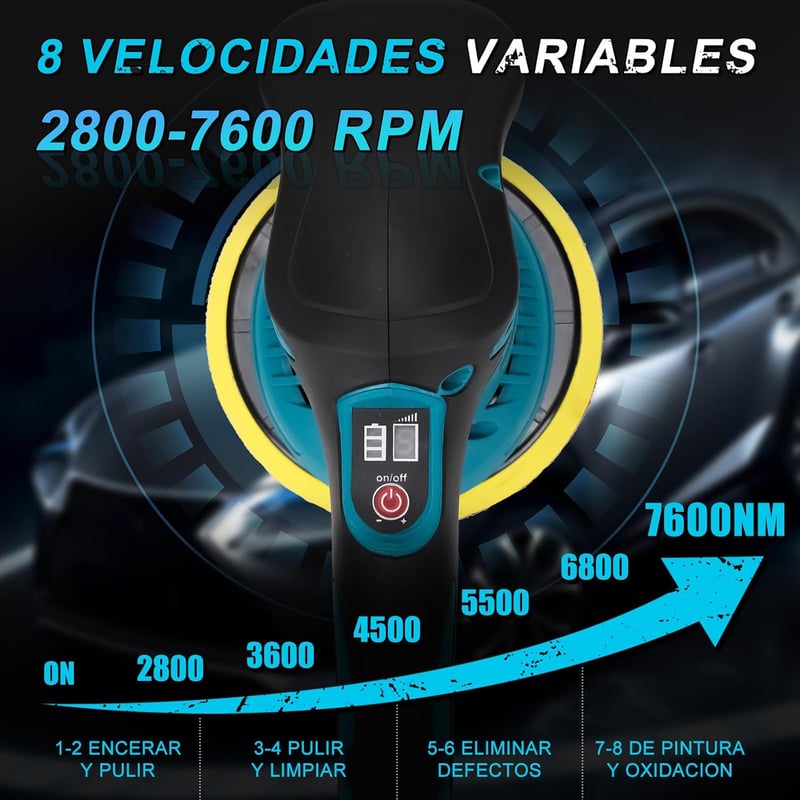 JinsenTGG Akkus excentrikus autó fényező polírozó gép Makita 21 V akkukhoz 8 fokozat 2800-5500 ford kék-fekete (akku nélkül)