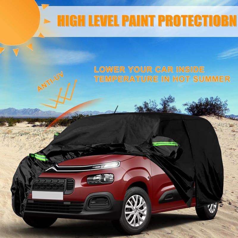 JinsenTGG Citroen Berlingo 2018-2024 LWB vízálló autótakaró teljes garázsponyvával légáteresztő fényvisszaverő csíkok 187x75.6x73 cm