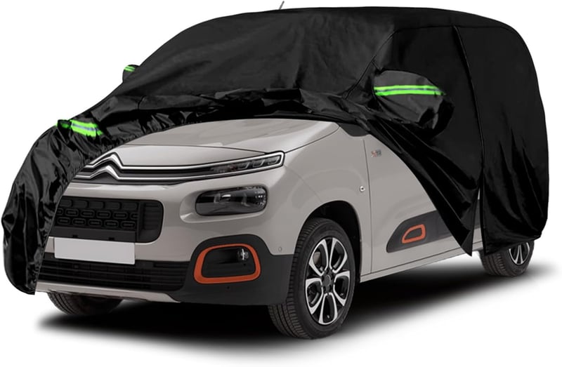 JinsenTGG Citroen Berlingo 2018-2024 LWB vízálló autótakaró teljes garázsponyvával légáteresztő fényvisszaverő csíkok 187x75.6x73 cm
