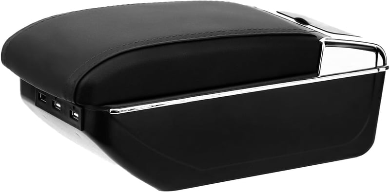 JinsenTGG Peugeot 207 207CC Középkonzol Tárolódoboz USB Fekete Bőr