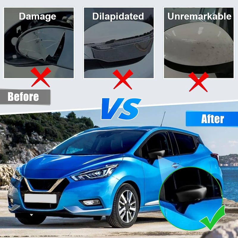 JinsenTGG Tükörkupak Renault Clio 4 Zoe Capture Fekete Bal Jobb Oldali Visszapillantó Tükörvédő