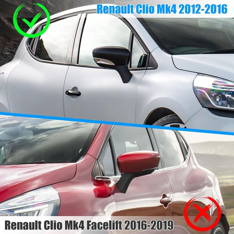 JinsenTGG Tükörkupak Renault Clio 4 Zoe Capture Fekete Bal Jobb Oldali Visszapillantó Tükörvédő