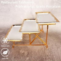 jinsongdafa 3 szintes porcelán tálca szett arany peremmel és állvánnyal 3
