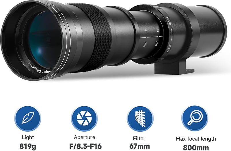 JINTU 420-800mm Teleobjektív Canon EOS EF DSLR Fényképezőgéphez