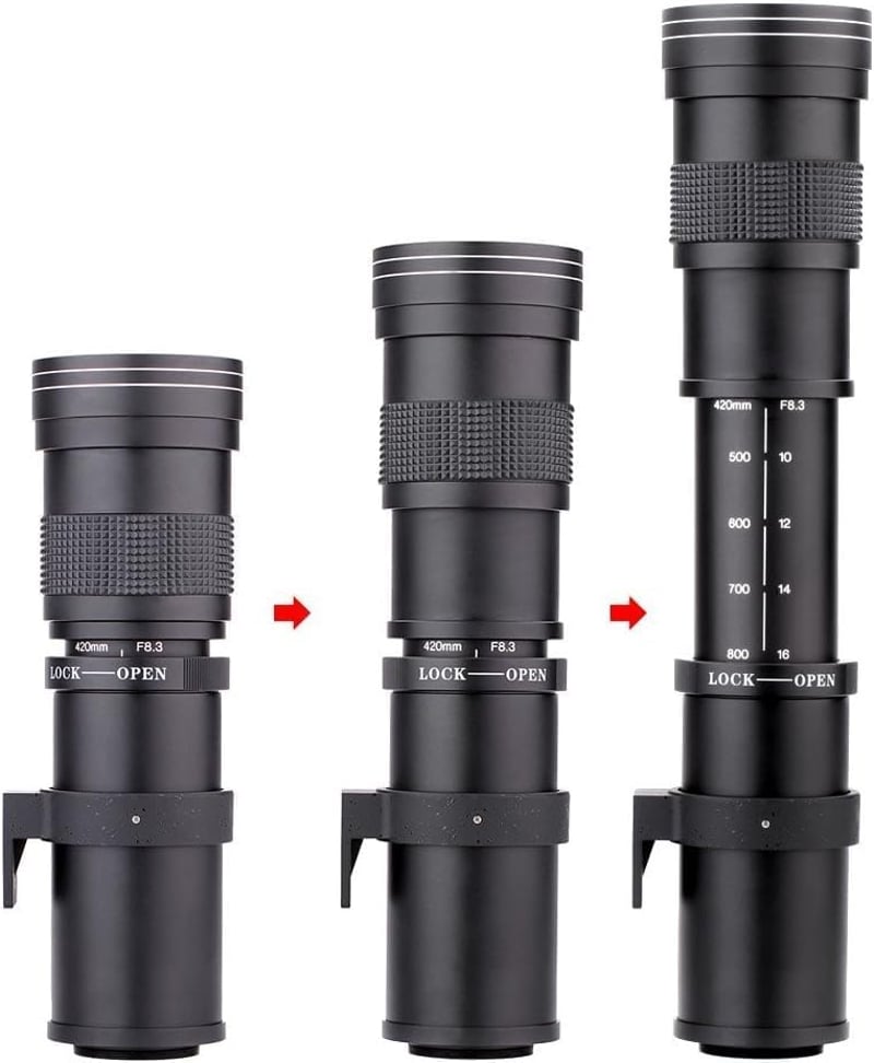 JINTU 420-800mm Teleobjektív Sony E-hez, Manuális Zoom Objektív Sony A7C A6700 A6600 A6400