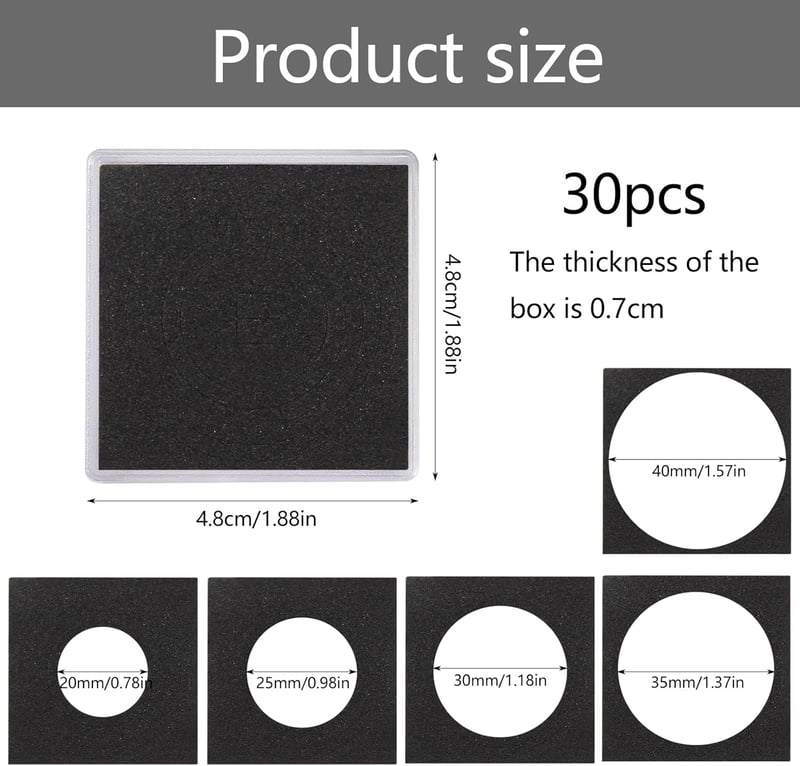 JINXIAN 30 db érmetartó kapszula 5 méret 20-40mm érme gyűjtőknek