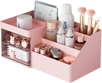 Organizator de machiaj Jioko pentru baie, cutie de depozitare pentru cosmetice cu suport pentru pensule 7