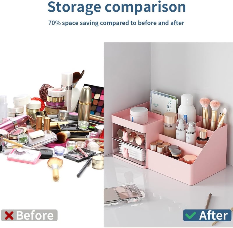 Organizator de machiaj Jioko pentru baie, cutie de depozitare pentru cosmetice cu suport pentru pensule