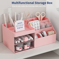 Organizator de machiaj Jioko pentru baie, cutie de depozitare pentru cosmetice cu suport pentru pensule 5