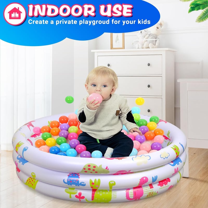Jiosdo Felfújható gyerek pancsoló medence 90 x 26 cm átmérő kerek babamedence fehér