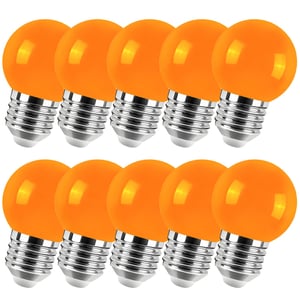 Jiotouhu Bec Colorat G45 E27 Portocaliu 2W - Set 10 Becuri Sferice pentru Instalație Luminoasă, Decor de Crăciun, Interior/Exterior, Nuntă, Petrecere