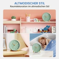 Ceas deșteptător analogic Jisile, fără ticăit, cu lumină de noapte, funcționare pe baterii 4