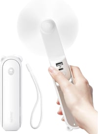 JISULIFE 3 az 1-ben Hordozható Mini Ventilátor 4800 mAh Akkumulátorral, 21 Órás Üzemidővel, Powerbank és Zseblámpa Funkcióval - Fehér 1