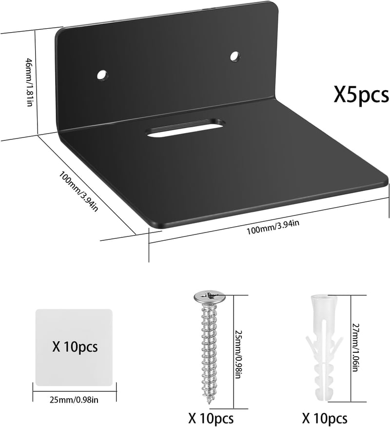 jiuxlaan 5 darabos fekete lebegő fali polc szett, mini dekorációs polc hálóhoz és fürdőszobához