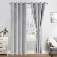 JIUZHEN Bársony Sötétítő Függöny 2db Ezüstszürke 140x225cm Hálószobához 1
