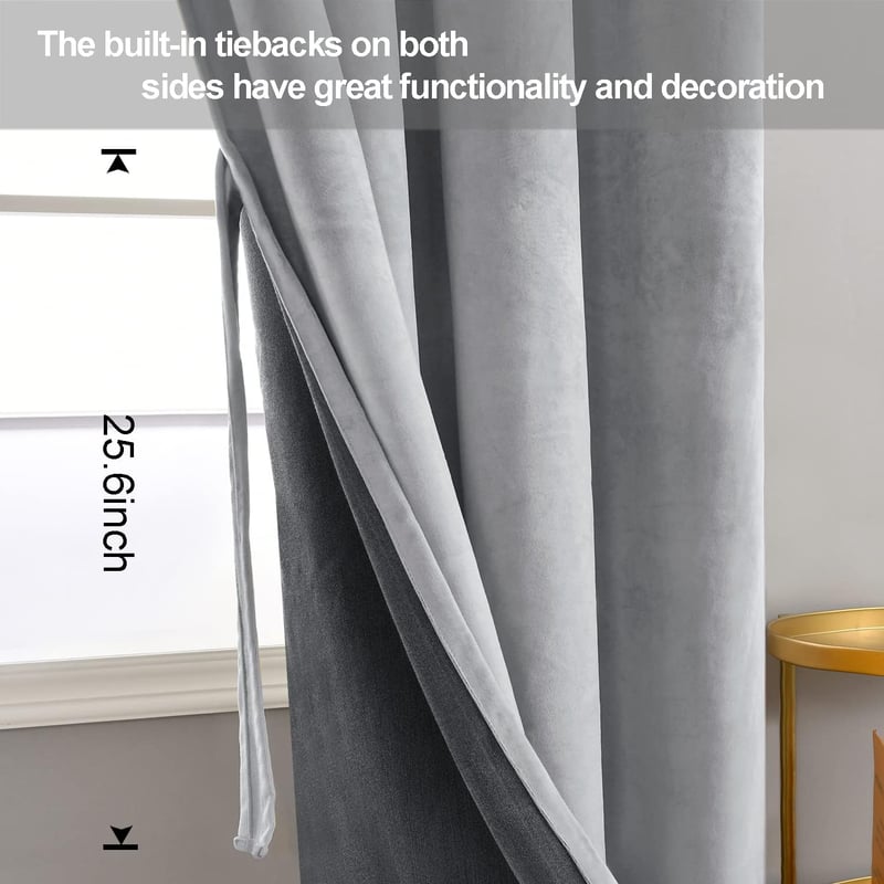 JIUZHEN Bársony Sötétítő Függöny 2db Ezüstszürke 140x225cm Hálószobához