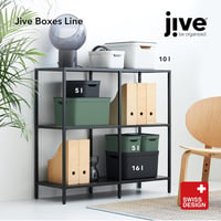 JIVE 3 darabos tárolódoboz szett fedéllel, 16 literes, sötétszürke, recycled műanyag 7