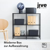 JIVE 3 darabos tárolódoboz szett fedéllel, 16 literes, sötétszürke, recycled műanyag 2