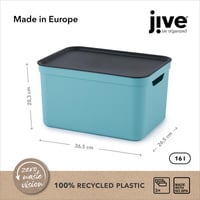 Jive kutija za odlaganje s poklopcem 16L, set od 3 komada, kutija s uzorkom pletiva i ručkama, mogućnost slaganja, A4, tirkizna/antracit, reciklirana plastika 3