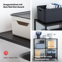Jive kutija za odlaganje s poklopcem 16L, set od 3 komada, kutija s uzorkom pletiva i ručkama, mogućnost slaganja, A4, tirkizna/antracit, reciklirana plastika 5
