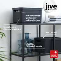Jive kutija za odlaganje s poklopcem 16L, set od 3 komada, kutija s uzorkom pletiva i ručkama, mogućnost slaganja, A4, tirkizna/antracit, reciklirana plastika 6