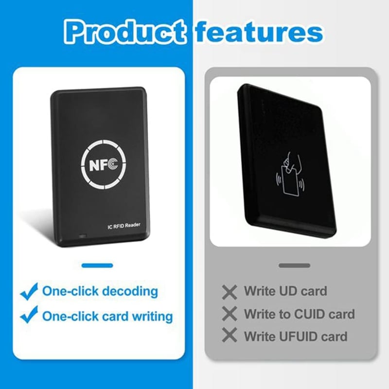 JIVIMOCO RFID NFC Másoló Duplikátor 13,56 MHz USB Kártyaolvasó Programozó