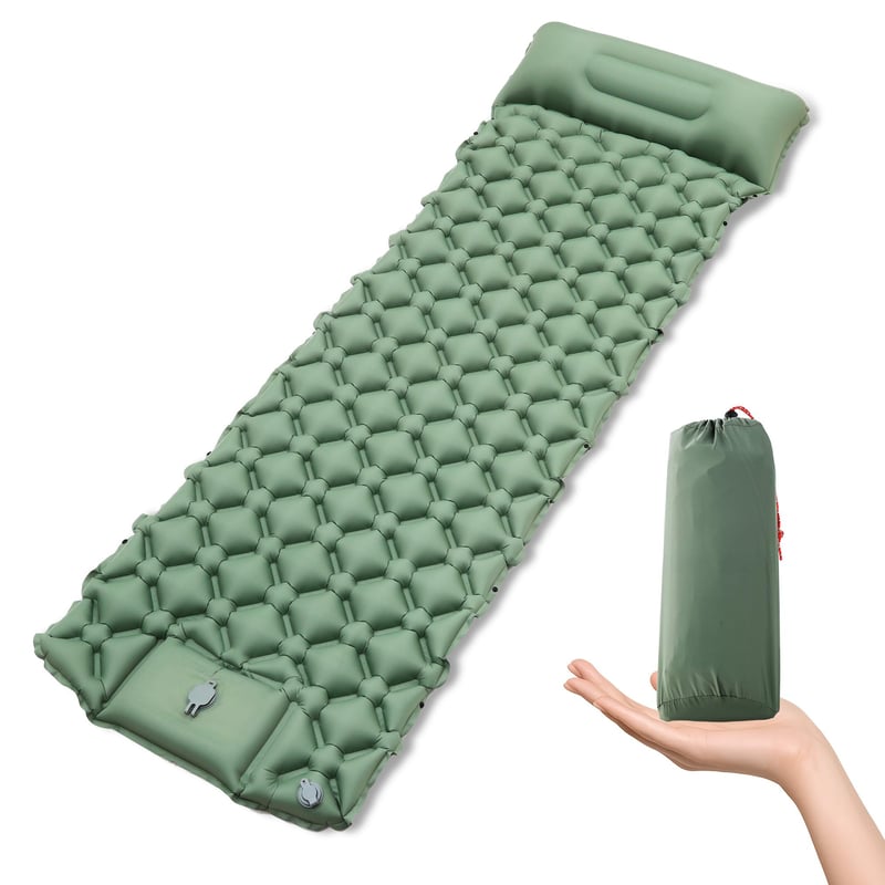 Saltea de camping autogonflabilă, ultralușoară JIYANA cu pompă de picior, saltea pneumatică pentru drumeții și plajă, izopren ușor