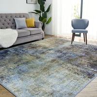 Jiyuhang Modern Nappali Szőnyeg 160x230cm - Kék-Szürke/Bézs Színátmenetes Rövid Szálú Puha Szőnyeg Csúszásgátló Alappal Hálószobába és Étkez 1